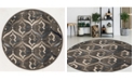 KM Home CLOSEOUT! 3796/1014/BROWN Imperia Brown 5'3" x 5'3" Round Area Rug